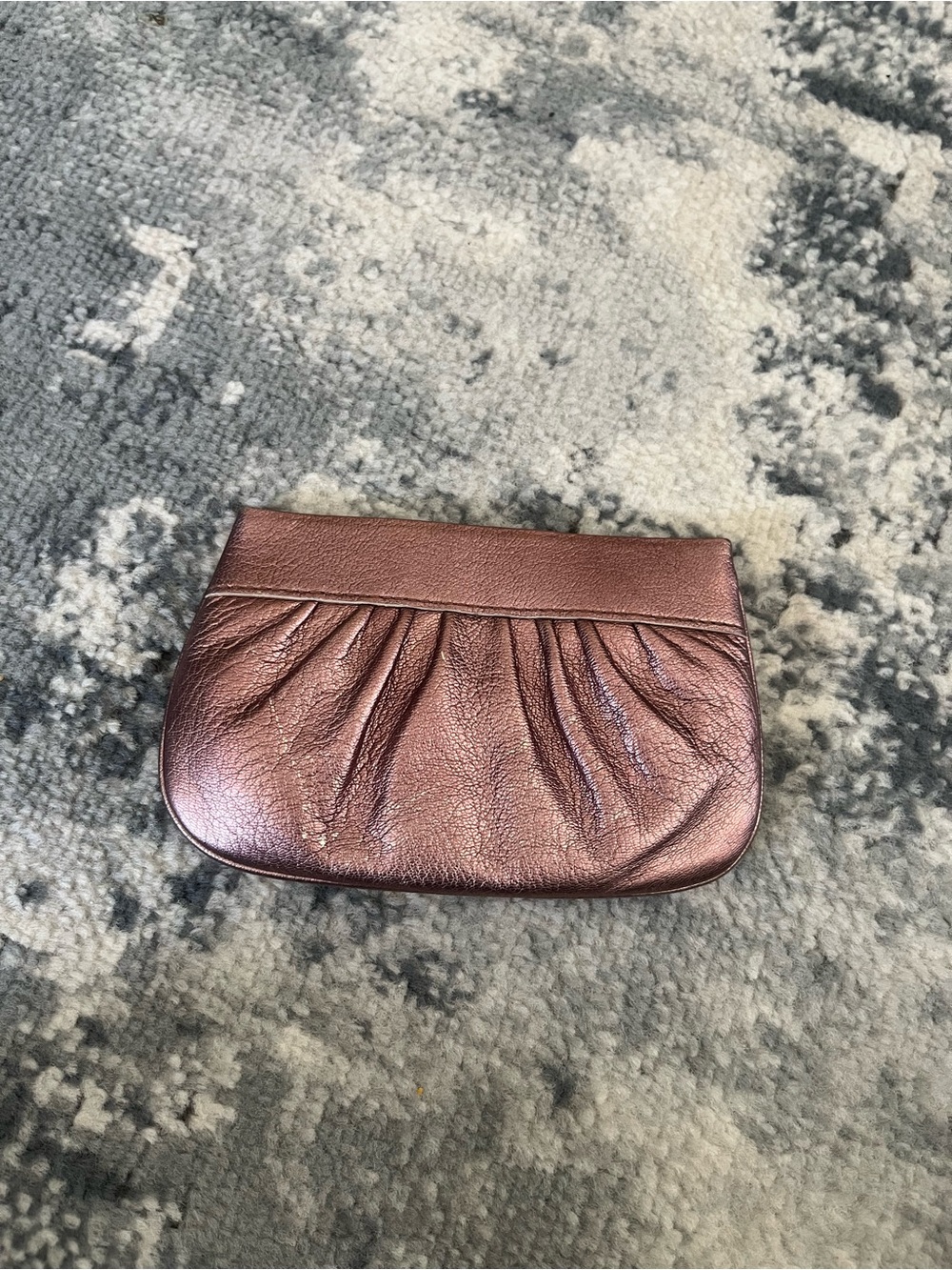 Metallic Mauve Leather Wristlet Clutch